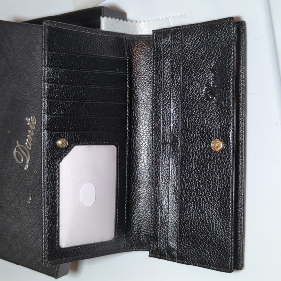 New in Box Dante Women's Black Faux Leather Bifold Wallet RFID Blocking - Picture 3 of 5